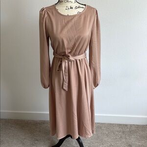 SHEIN Pink Asymmetrical Bishop Sleeve Sheath Dress